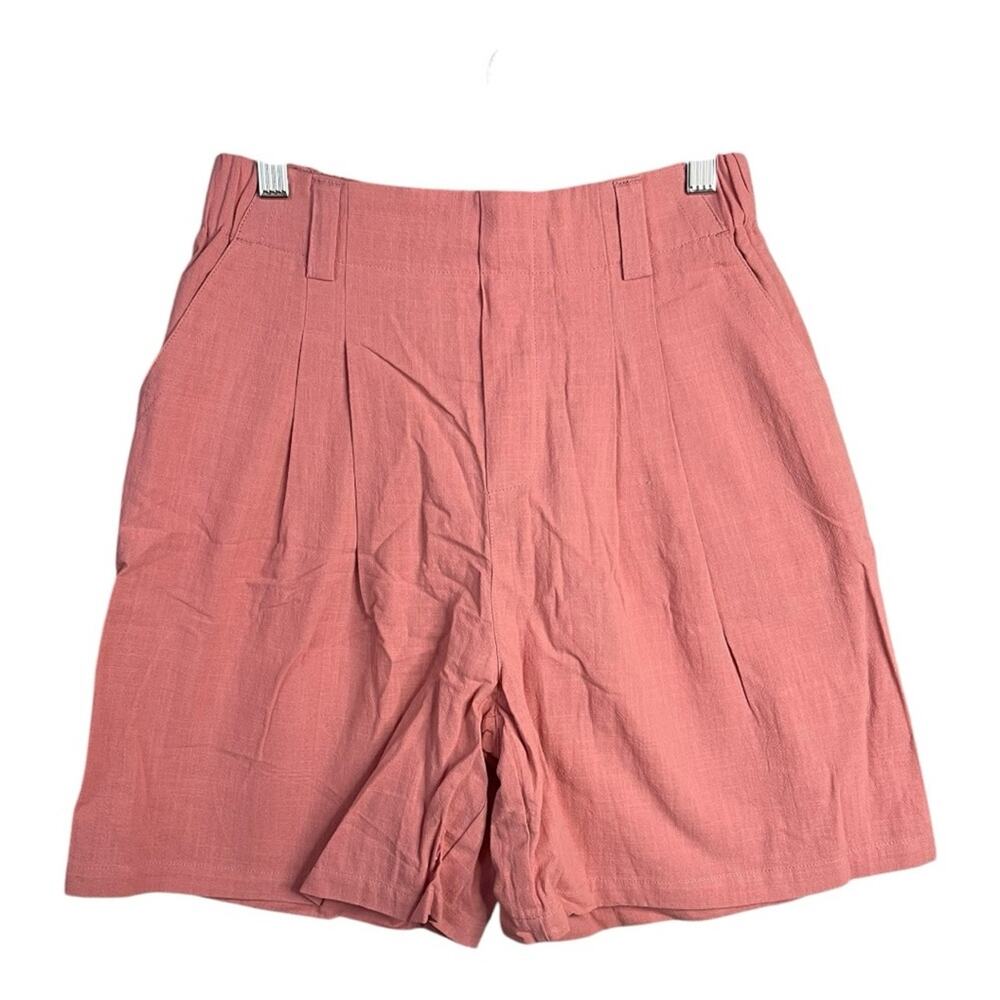 Halara High Waisted Wide Leg Casual Linen-Feel Bermuda Shorts in Rosette XS NWT - Picture 4 of 9